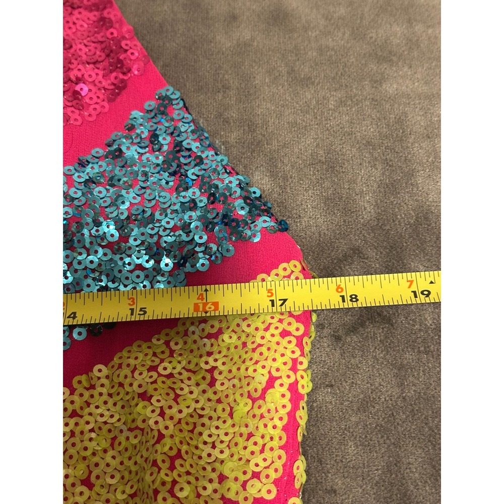 Nasty Gal Embellished Colour Block Plunge Jumpsuit Hot Pink Sequin Multi Size 8 - Picture 10 of 11